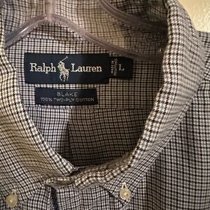 Ralph Lauren Men's Black & White Micro Check Button-Down Shirt long sleeve